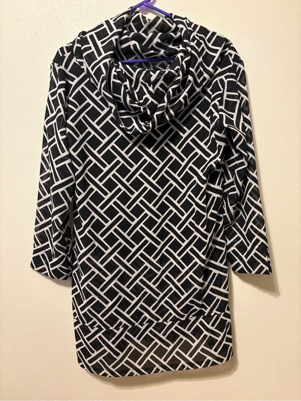 Black & White Geometric cowl neck dress or long tunic top.